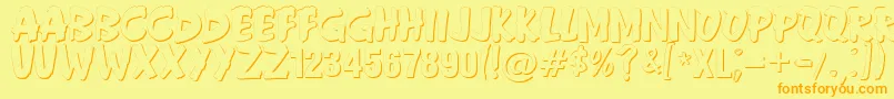 フォントAnderson Fireball XL5 Shadow – オレンジの文字が黄色の背景にあります。