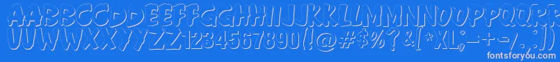 Anderson Fireball XL5 Shadow-fontti – vaaleanpunaiset fontit sinisellä taustalla