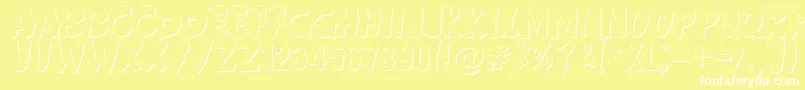 Anderson Fireball XL5 Shadow-Schriftart – Weiße Schriften auf gelbem Hintergrund