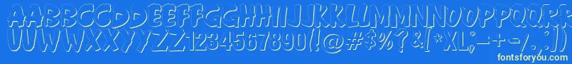 フォントAnderson Fireball XL5 Shadow – 黄色の文字、青い背景