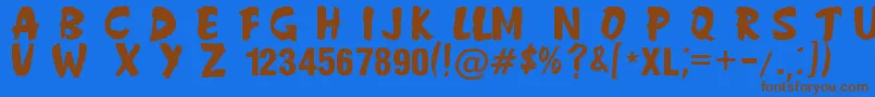 フォントAnderson Fireball XL5 – 茶色の文字が青い背景にあります。