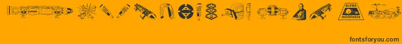 Anderson Space1999 Dings-Schriftart – Schwarze Schriften auf orangefarbenem Hintergrund