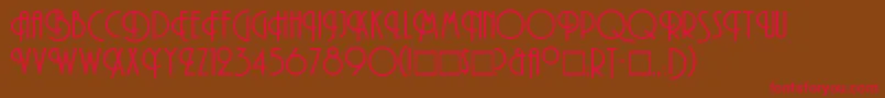 フォントAndes – 赤い文字が茶色の背景にあります。