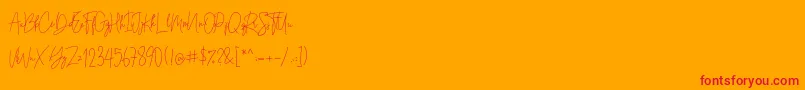 Andi Signature   Demo-Schriftart – Rote Schriften auf orangefarbenem Hintergrund