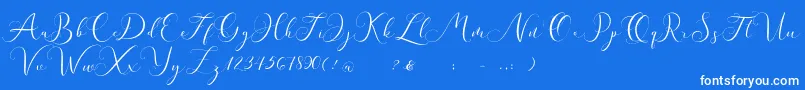 Andieny DEMO-Schriftart – Weiße Schriften auf blauem Hintergrund