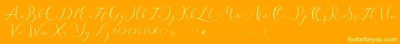 Andieny DEMO-Schriftart – Gelbe Schriften auf orangefarbenem Hintergrund