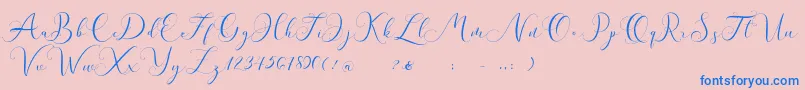 Andieny DEMO-Schriftart – Blaue Schriften auf rosa Hintergrund