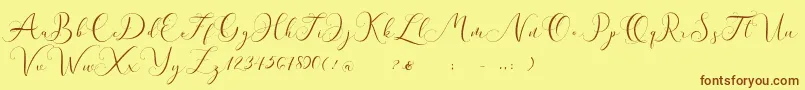 Andieny DEMO-Schriftart – Braune Schriften auf gelbem Hintergrund