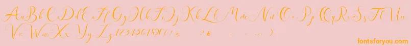 Andieny DEMO-Schriftart – Orangefarbene Schriften auf rosa Hintergrund