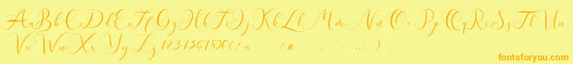 Andieny DEMO-Schriftart – Orangefarbene Schriften auf gelbem Hintergrund