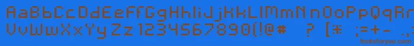 フォントAndina – 茶色の文字が青い背景にあります。