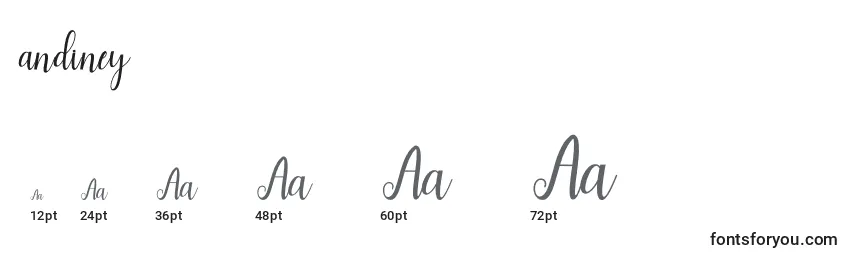 Andiney Font Sizes