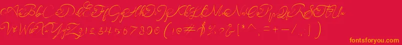 andora ardelion demo-Schriftart – Orangefarbene Schriften auf rotem Hintergrund