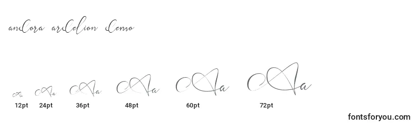 Размеры шрифта Andora ardelion demo