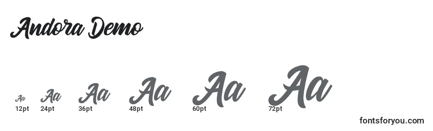 Размеры шрифта Andora Demo