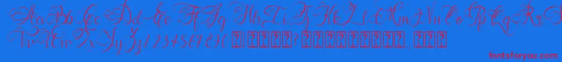 Andora-Schriftart – Rote Schriften auf blauem Hintergrund