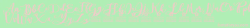 Andorra Personal Use-Schriftart – Rosa Schriften auf grünem Hintergrund