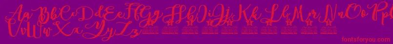 Andorra Personal Use-Schriftart – Rote Schriften auf violettem Hintergrund