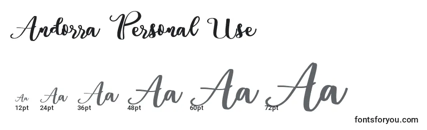 Andorra Personal Use Font Sizes