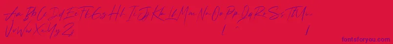 Andrea Roft Personal Use-Schriftart – Violette Schriften auf rotem Hintergrund