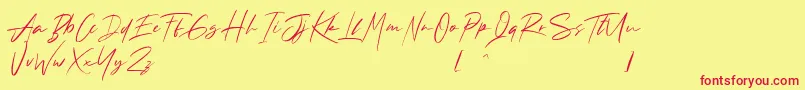 フォントAndrea Roft Personal Use – 赤い文字の黄色い背景