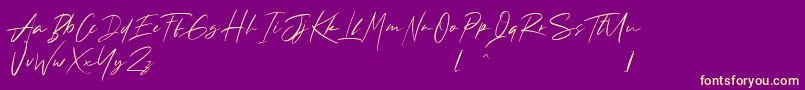 Czcionka Andrea Roft Personal Use – żółte czcionki na fioletowym tle