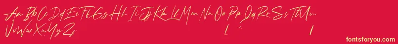 Andrea Roft Personal Use-Schriftart – Gelbe Schriften auf rotem Hintergrund