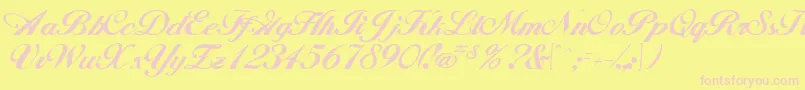 Andrea-fontti – vaaleanpunaiset fontit keltaisella taustalla