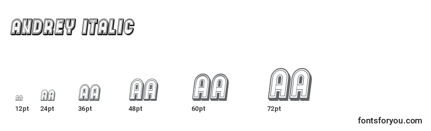 Размеры шрифта Andrey Italic