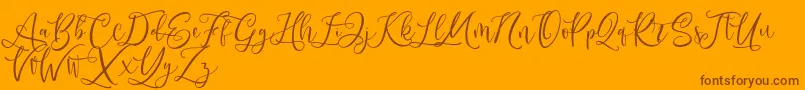 Andriani Script Font – Brown Fonts on Orange Background