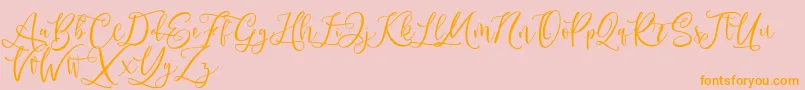 Andriani Script Font – Orange Fonts on Pink Background