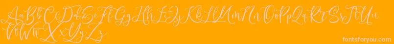 Andriani Script-Schriftart – Rosa Schriften auf orangefarbenem Hintergrund