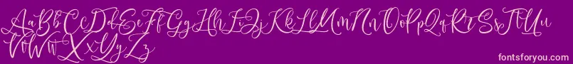 Andriani Script-Schriftart – Rosa Schriften auf violettem Hintergrund