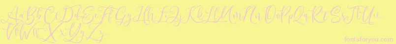 Andriani Script-Schriftart – Rosa Schriften auf gelbem Hintergrund