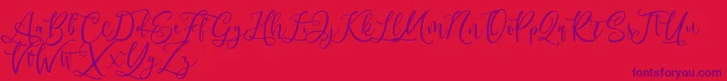 Czcionka Andriani Script – fioletowe czcionki na czerwonym tle
