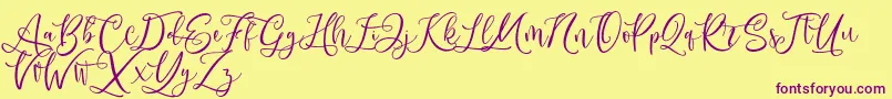 Andriani Script-Schriftart – Violette Schriften auf gelbem Hintergrund