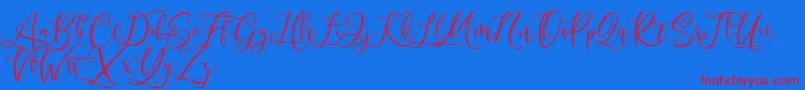 Andriani Script-Schriftart – Rote Schriften auf blauem Hintergrund
