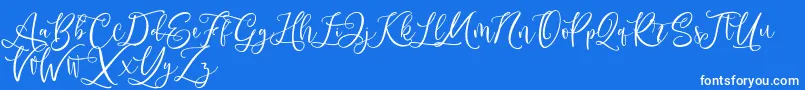 Andriani Script-Schriftart – Weiße Schriften auf blauem Hintergrund