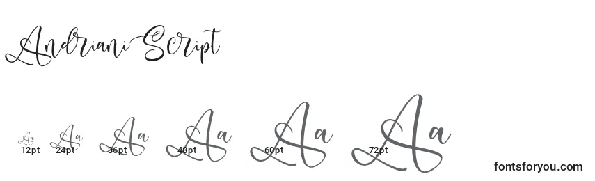 Andriani Script Font Sizes