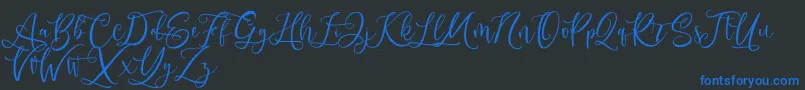 Andriani Script-Schriftart – Blaue Schriften auf schwarzem Hintergrund