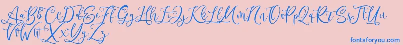 Andriani Script-Schriftart – Blaue Schriften auf rosa Hintergrund