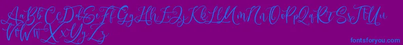 Andriani Script-Schriftart – Blaue Schriften auf violettem Hintergrund