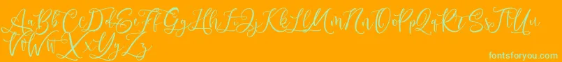 Andriani Script-Schriftart – Grüne Schriften auf orangefarbenem Hintergrund