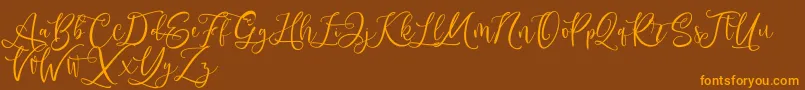 Andriani Script Font – Orange Fonts on Brown Background