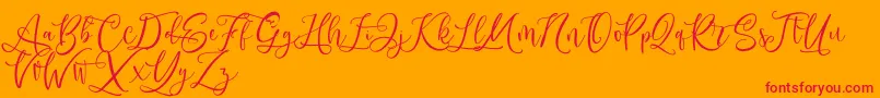 Andriani Script-Schriftart – Rote Schriften auf orangefarbenem Hintergrund