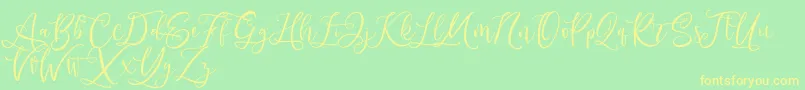 Andriani Script Font – Yellow Fonts on Green Background