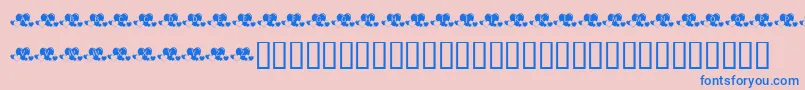 KrLotsOfHearts-Schriftart – Blaue Schriften auf rosa Hintergrund