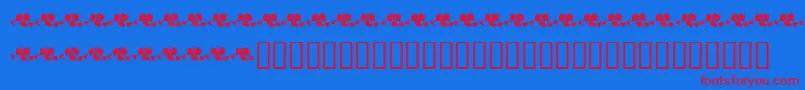Fonte KrLotsOfHearts – fontes vermelhas em um fundo azul