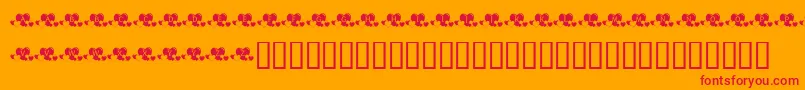 Fonte KrLotsOfHearts – fontes vermelhas em um fundo laranja