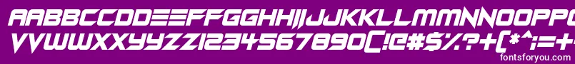 Android Assassin Italic-Schriftart – Weiße Schriften auf violettem Hintergrund